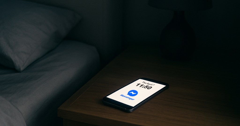 Late Night Message – The Message I Had Been Waiting Years For A phone displaying a late-night message on a bedside table in a dark bedroom.
